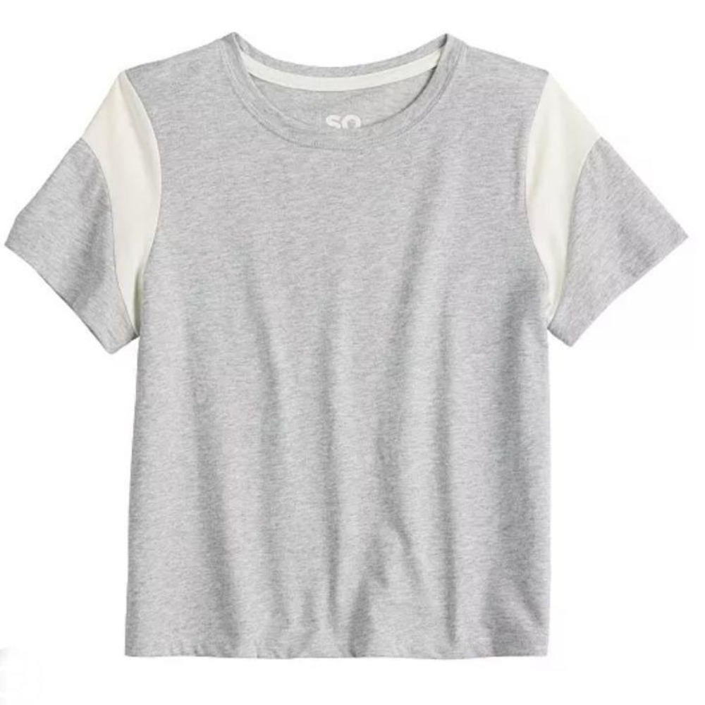NWT Girls SO Favorite Colorblock Boxy Tee in Gray Heather